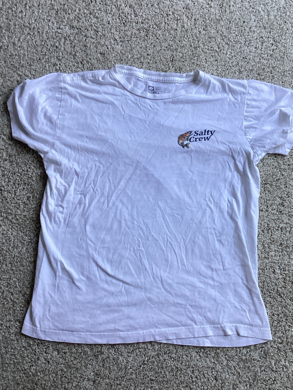 Salty Crew White Tee with Small Marlin Chest Graphic